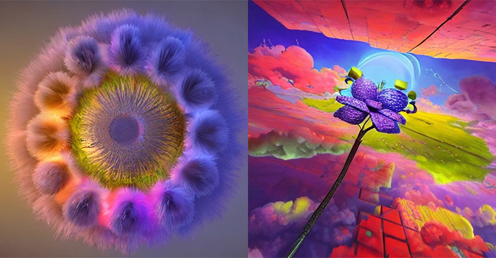 two types of beautiful colorful flower ai generated art